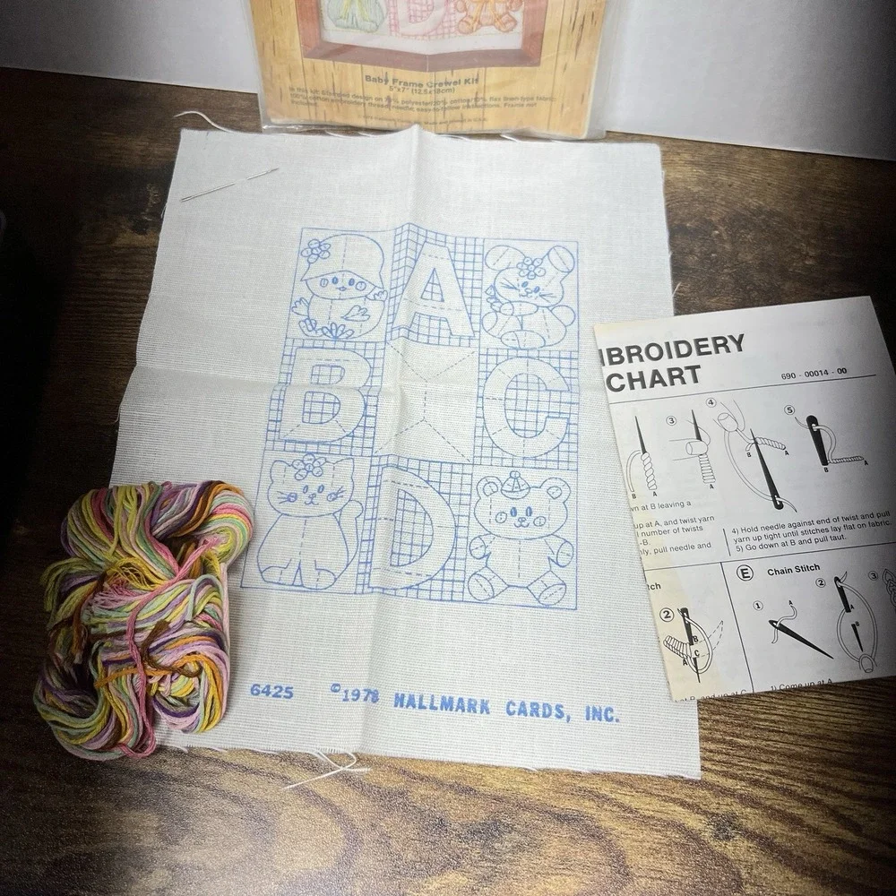 Caron Hallmark‎ Baby Embroidery Kit Vintage 1978 Made In USA Personalized Sweet
